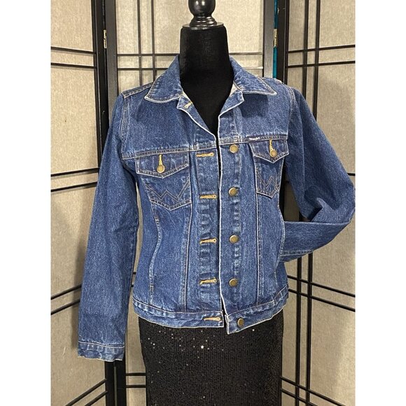 Vintage 70’s Wrangler Denim Jacket Size S Womens 100% Cotton Medium Wash 6428 - Picture 3 of 10